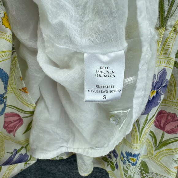 Aura Dress‎ Womens Small Linen Blend Tiered Ruffle Cottagecore Floral Boho Flowy - Picture 10 of 14